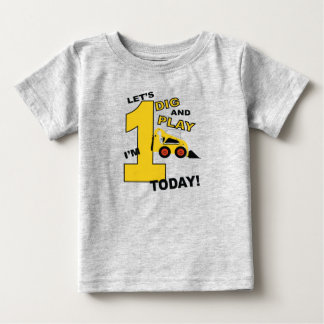 First birthday shirt construction bulldozer