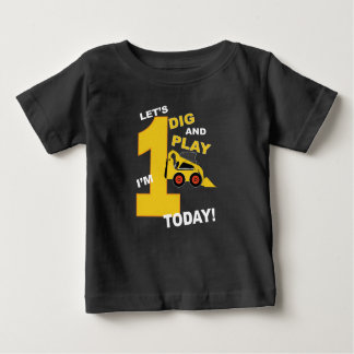 First birthday shirt construction bulldozer let's