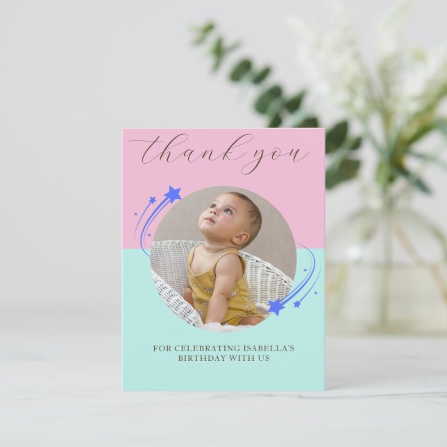 First Birthday Shooting Star Thank You Card (Standing Front)