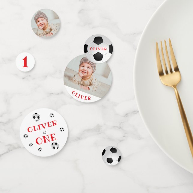 First Birthday Soccer Ball Photo Birthday Party Confetti (Group)