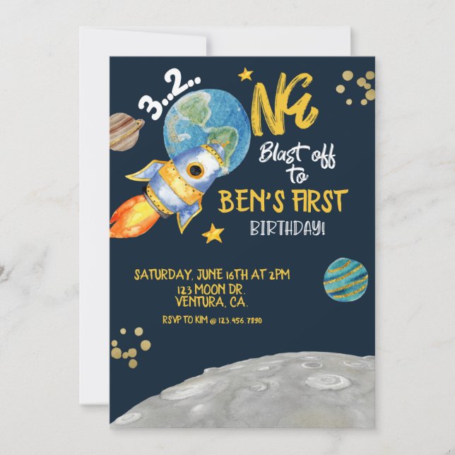 FIRST BIRTHDAY, SPACE BIRTHDAY,BLAST OFF (Front)