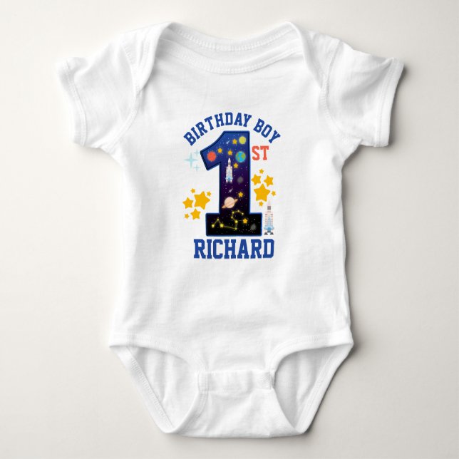 First birthday Space custom design Baby Bodysuit (Front)