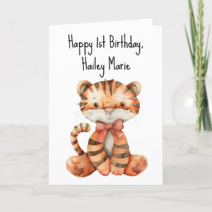 First Birthday Stuffed Toy Tiger Personalised Thank You Card