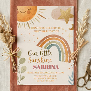 First Birthday Sun and Rainbow Boho 