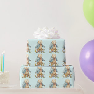 First Birthday Teddy bear riding a skate board Wrapping Paper