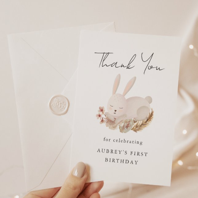 First Birthday Thank You with Cute Sleeping Bunny (Creator Uploaded)