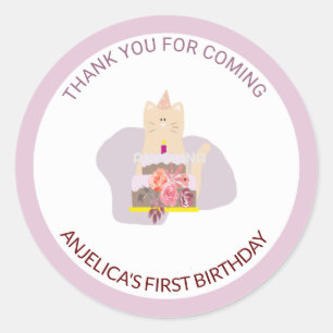 First Birthday Thanks: Classic Round Sticker