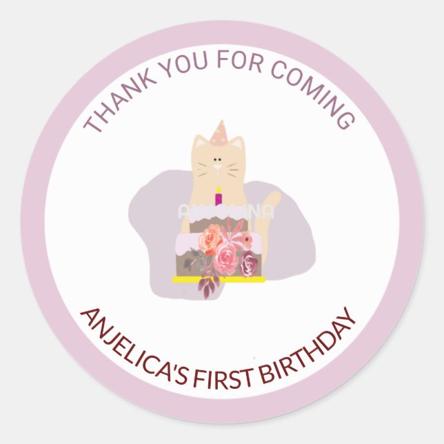 First Birthday Thanks: Classic Round Sticker (Front)