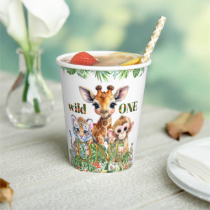 First Birthday Tiger Giraffe Monkey Wild One Paper Cups