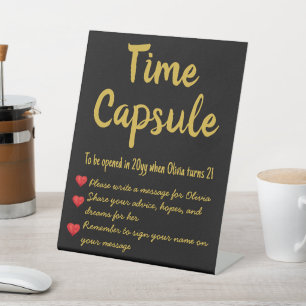 First Birthday Time Capsule Hopes Wishes Pedestal Pedestal Sign