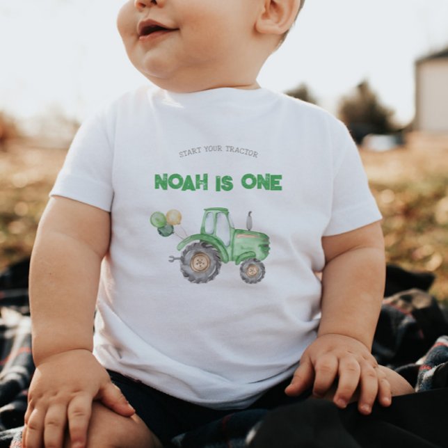 First Birthday Tractor Birthday T-Shirt Baby Bodysuit (Creator Uploaded)