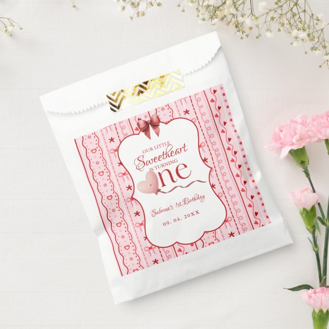 First Birthday valentine baby birthday party Favour Bag (Sealed)