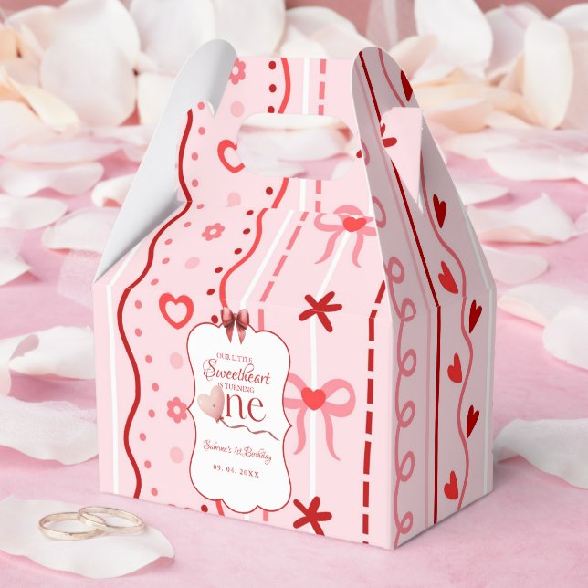 First Birthday valentine baby birthday party Favour Box (Wedding)