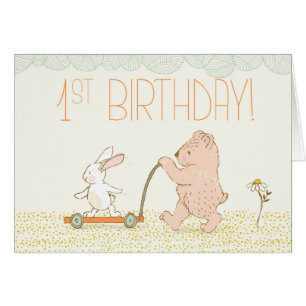 First Birthday Walking Bear and Rabbit