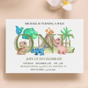 First Birthday Wild One Baby Dinosaurs  Flyer