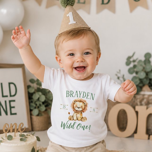 First Birthday Wild One Lion  Baby T-Shirt (First Birthday Wild One Lion Baby T-Shirt)