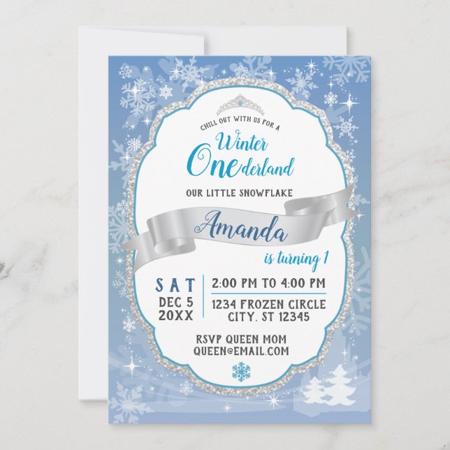First Birthday Winter Onederland Invitation (Front)