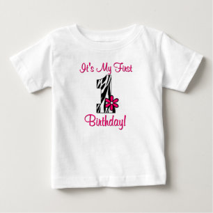 First Birthday Zebra Print Girls Shirt