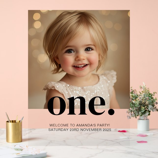 First Bithday Photo Acrylic Sign in Black & White (Wedding)