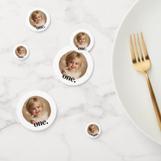 First Bithday Photo Confetti in Black & White