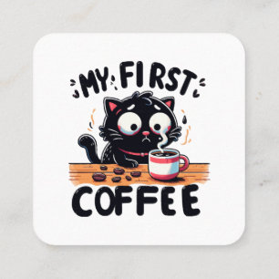 First Black Coffee Adventure Square Business Card