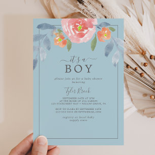 First Bloom Floral It's A Boy Baby Shower Invitati Invitation