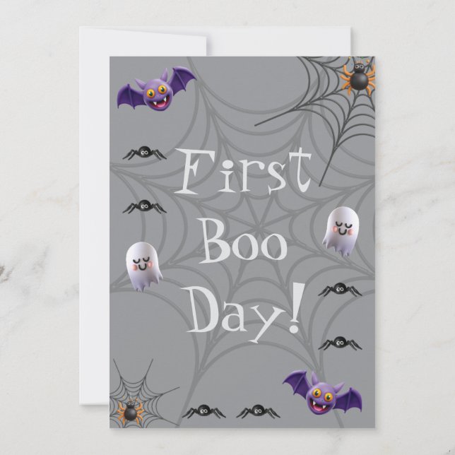 First Boo Day - Spooky 1st Birthday Invitation Car (Back)