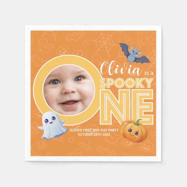 First Boo | Spooktacular First Birthday Napkin (Front)