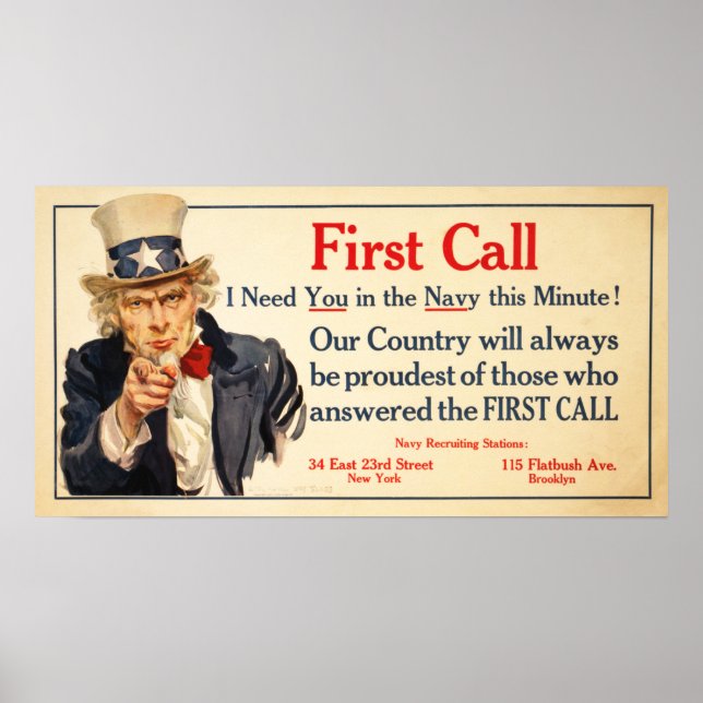 First Call! You in the Navy this Minute! US War Poster (Front)