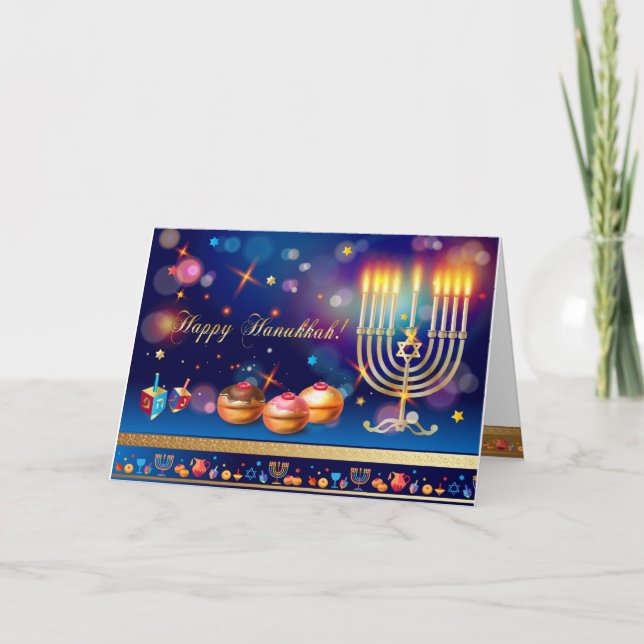 First Candle of Hanukkah Festival of Lights Party Thank You Card (Front)