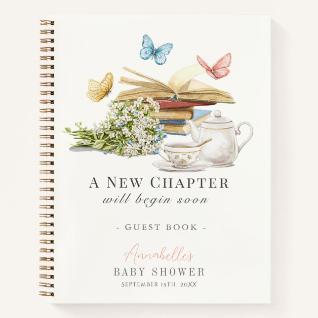 First Chapter Book Tea Set Baby Shower Guest Book (Front)