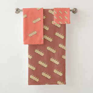 First: Chicken Or The Egg Brown And Coral Bath Towel Set