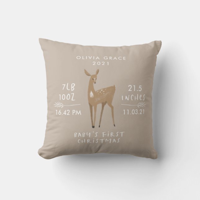 First Christmas 1 photo baby details deer Ceramic  Cushion (Front)