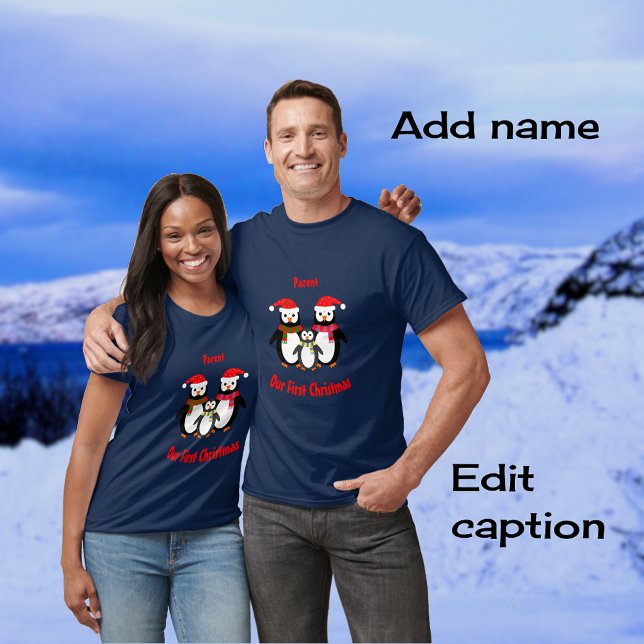 First Christmas add name penguins T-Shirt (Unisex)