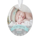 First Christmas Aqua Blue Baby Boy Photo