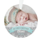 First Christmas Aqua Blue Baby Boy Photo
