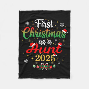 First Christmas As A Aunt 2025 New Mommy Xmas Fleece Blanket