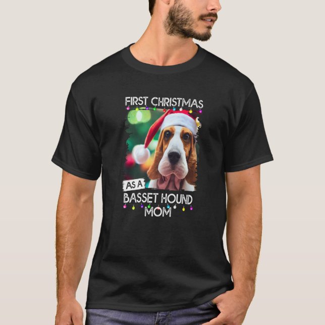 First Christmas as a Basset Hound mum T-Shirt (Front)
