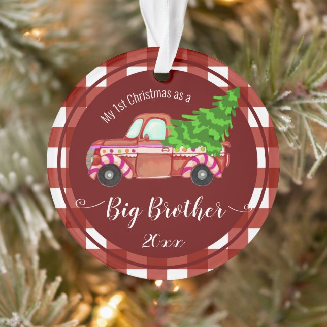 First Christmas as a Big Brother Red Truck Ornament (Tree)