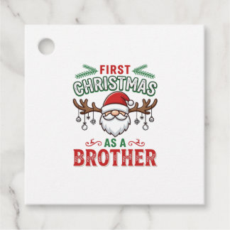 First Christmas As a Brother Santa Gnome Favour Tags