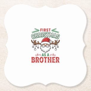 First Christmas As a Brother Santa Gnome Paper Coaster