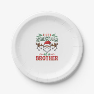 First Christmas As a Brother Santa Gnome Paper Plate