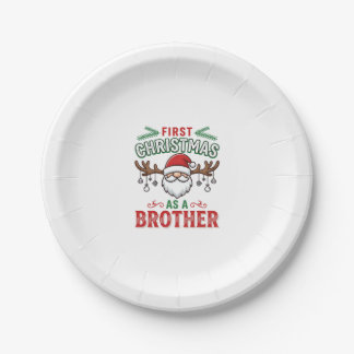 First Christmas As a Brother Santa Gnome Paper Plate