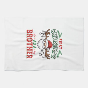 First Christmas As a Brother Santa Gnome Tea Towel