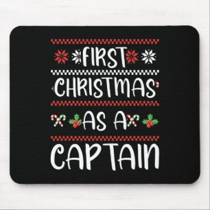 First Christmas As A Captain Xmas Winter Cute 1st  Mouse Pad