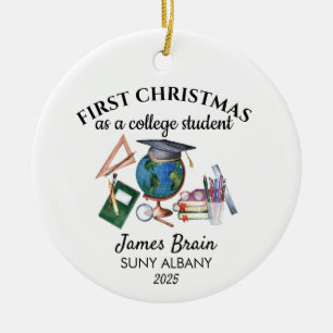 First Christmas As A College Student, freshman Ceramic Ornament