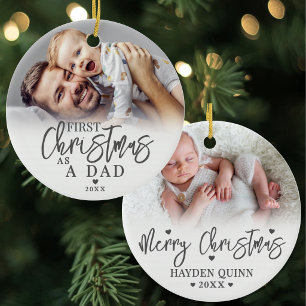 First Christmas As A Dad Baby Photo Father Ceramic Ornament