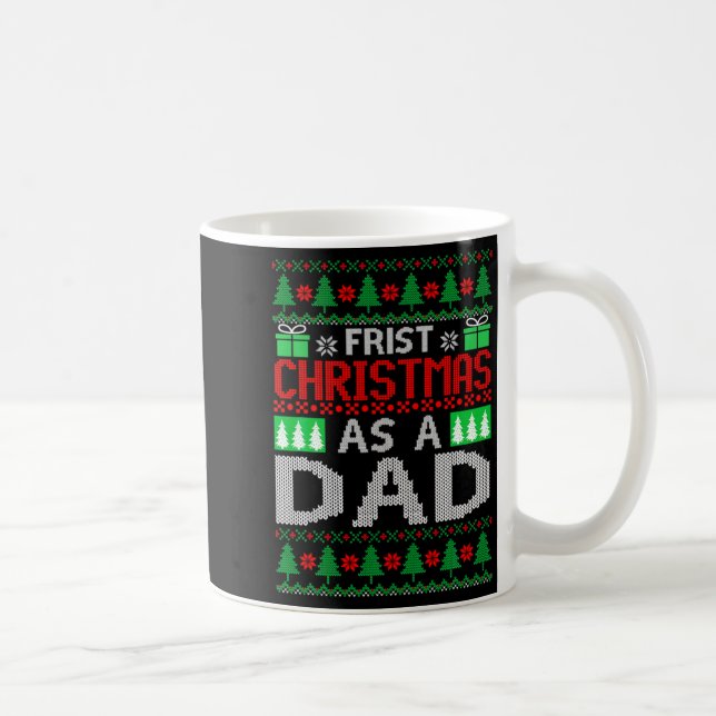 First Christmas As A Dad Santa Hat Ugly Xmas New D Coffee Mug (Right)