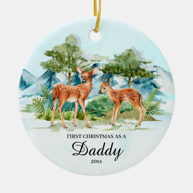 First Christmas As A Daddy Deer Keepsake Christmas Ceramic Ornament (Front)