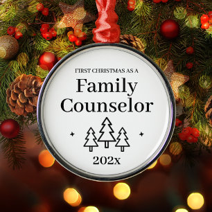 First Christmas As A Family Counsellor Metal Ornament